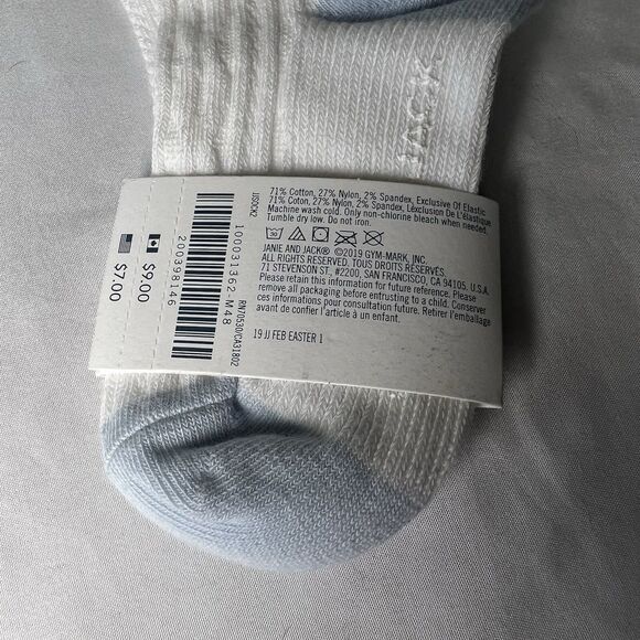 Janie And Jack Cable Knit Socks, White W Blue Accents, Size 18-24 Month - Picture 6 of 7